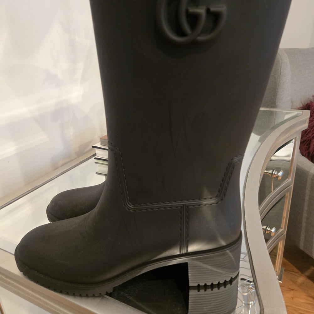 Gucci Black Rain Boots with GG Logo